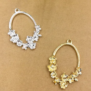 

25*37mm Filigree Leaf Flower Branch Oval Charms Pendant & Earrings Supplies Zinc Alloy Metal Findings DIY Jewelry Making