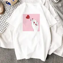 Мода Kawaii корейский стиль короткий рукав Футболка Сексуальная Женская руки Ulzzang Harajuku эстетика печатных хлопок футболка