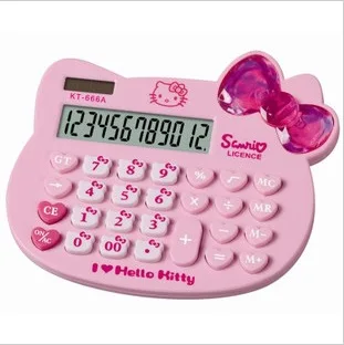 12 أرقام عرض الوردي لطيف الفاخرة مرحبا كيتي حاسبة ازدواجية السلطة Calculadora الكرتون Hesap Makinesi Bowknot Kalkulator