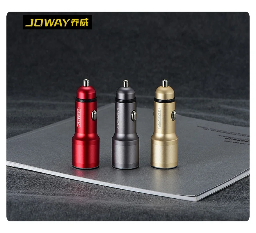 

JOWAY JC63 Dual USB Car Charger Output 5V/ 2.4A Fast Charger For Iphone for Samsung Xiaomi Mobile phone Tablets Car USB Charger