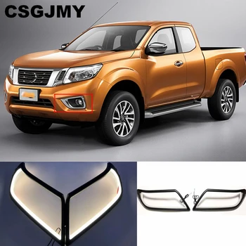 

CSGJMY 1Pair 12V LED Daytime Running Light DRL For Nissan Navara NP300 2015 2016 2017 2018 2019 headlight cover headlamp cover
