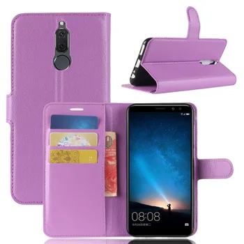 

10pcs/lot Lichi wallet PU Leather stand+TPU Cover Case with card slot for Huawei Mate 10 Lite