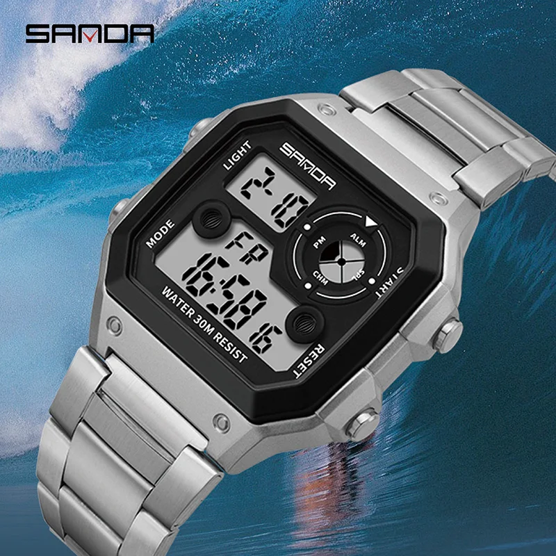 

SANDA Digital Watches Men Waterproof Mens Watches Top Brand Luxury Steel Sport Watches Male Clock Casual Relogio Masculino