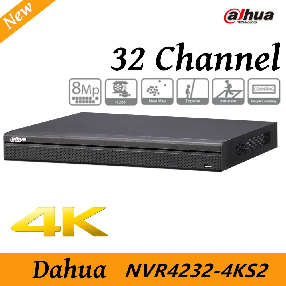 Free shipping New Dahua NVR4232-4KS2 32 Channel H.265 1080P Support 2 SATA III Port Up to 6 TB capacity for each HDD 2 USB