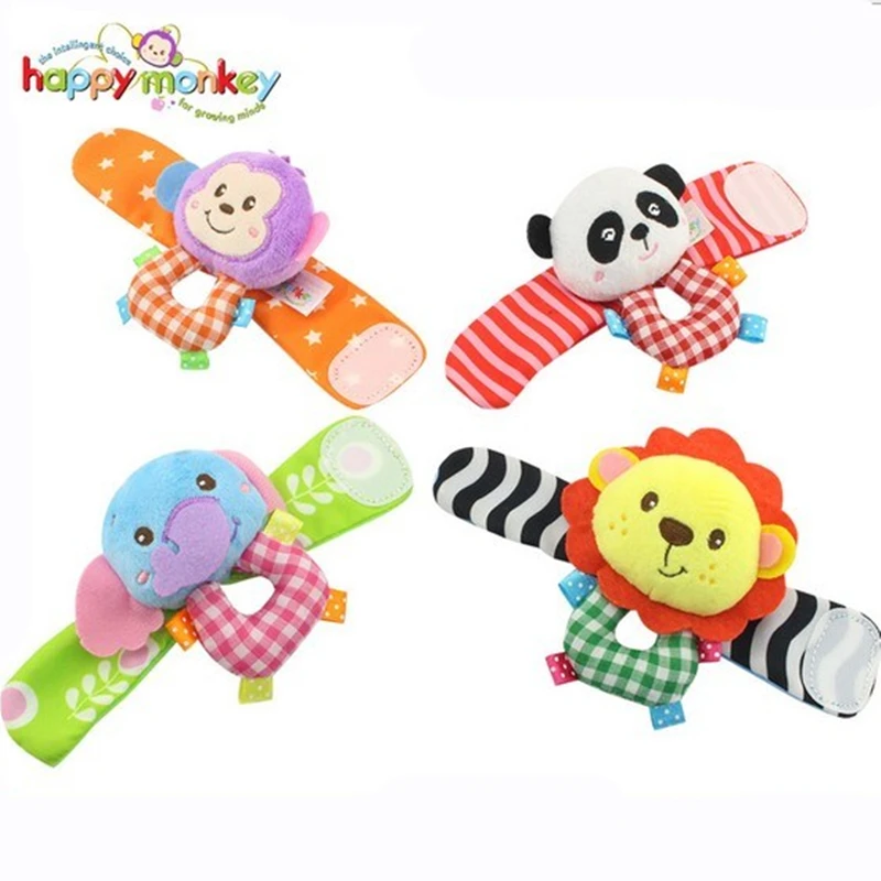 

Happy Monkey 2pcs/pair Wrist Band Rattle Ring Bell colorful Infant Baby Developmental Toy Plush Newborn Soft Doll Cute