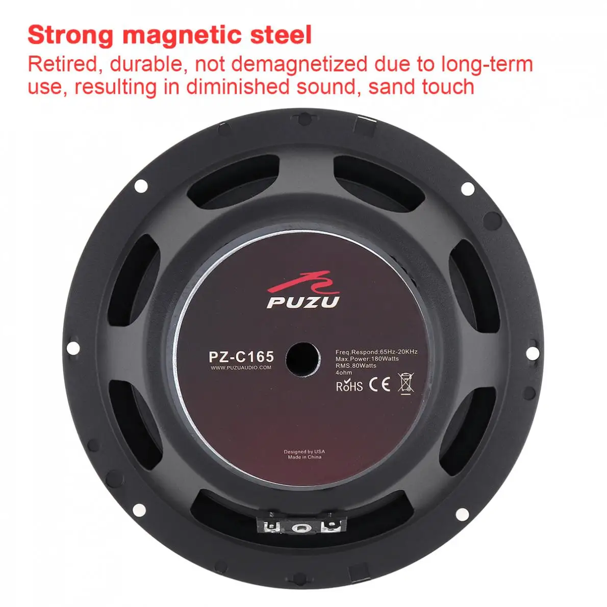 2Pcs 6.5 Inch 12V 180W Universal Car Coaxial Full Range Frequency Stereo Speaker with Tweeter and Frequency Divider