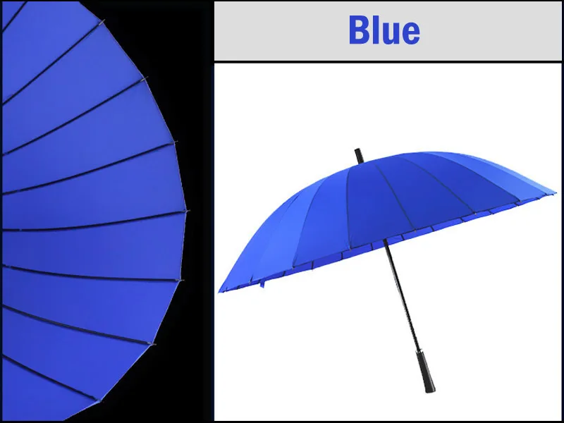 FGHGF 24K цветной большой зонт для гольфа, ветрозащитная Мужская трость для прогулок, мужская и женская, с длинной ручкой, не Автоматическая, для джентльменов - Цвет: Blue