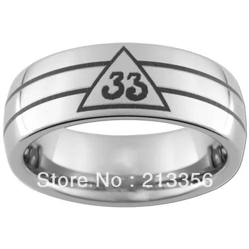 10 STKS/PARTIJ GRATIS VERZENDING! VS GROOTHANDEL GOEDKOPE PRIJS 8 MM VROUWEN & MENS ZIJN/HAAR ZILVEREN KOEPEL MASONIC 33RD GRADEN MASON TUNGSTEN RINGEN