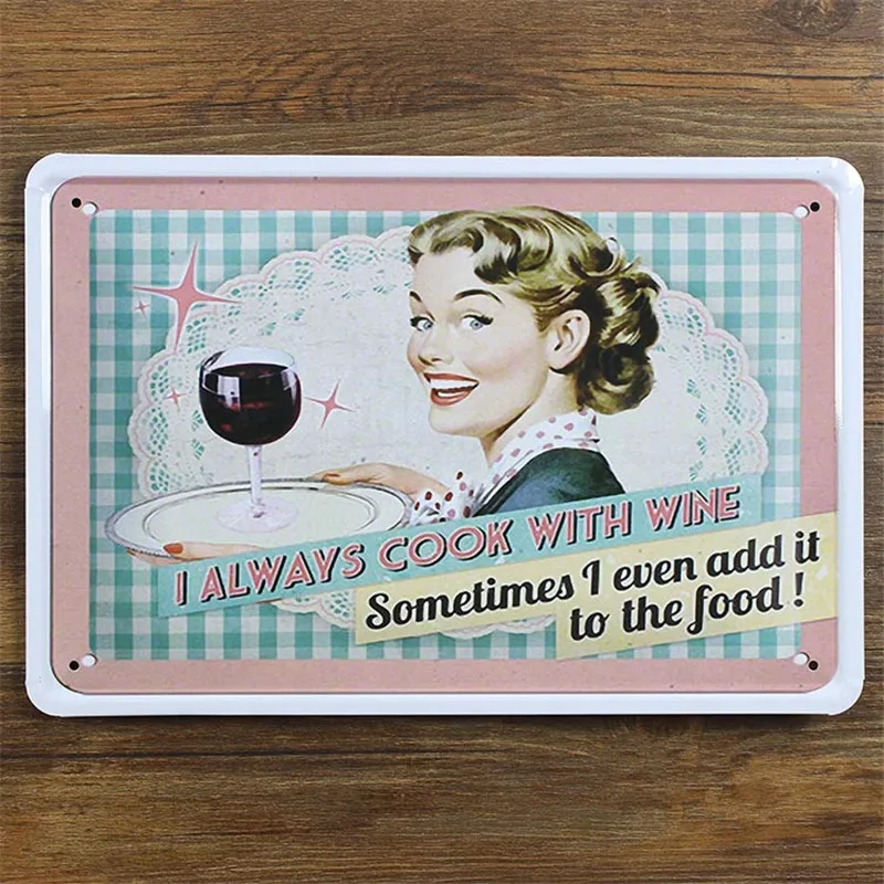 i always cook with wine metal sign 2030 vintage tin signs home decor cake restraunt shop shabby chic wall poster - Metal Signs Home Decor i always cook with wine metal sign 2030 vintage tin signs home decor cake restraunt shop shabby chic wall poster - Metal Signs Home Decor
