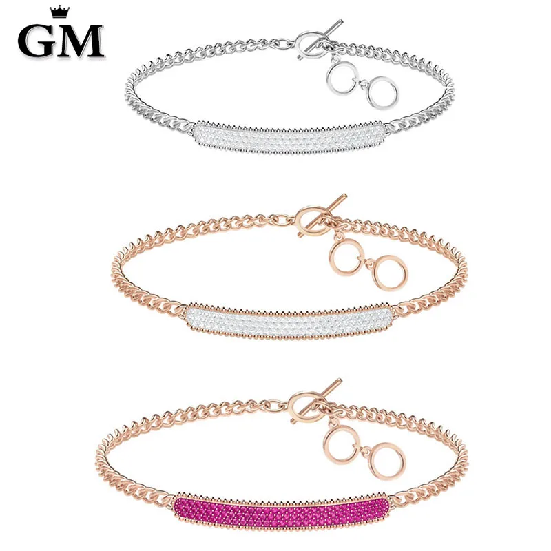 

GM Original Copy High Quality 1:1 SWAMulti-Color Cubic Zirconia Gold Plated Bracelet With Logo Gift Preferred Free Package Mai