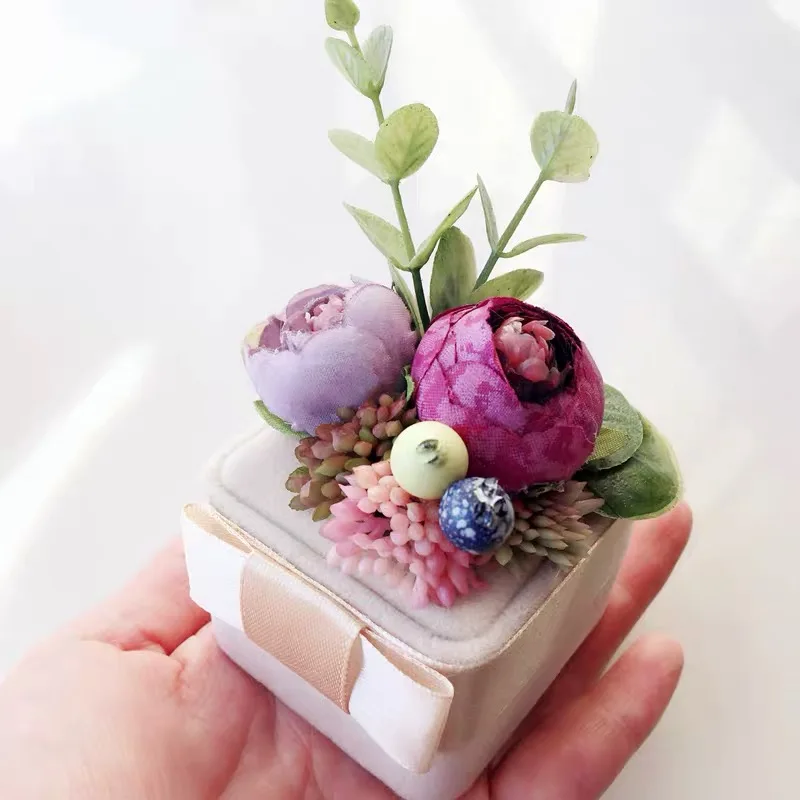 

1pcs lot Handmade flower Ring box weddin proposal engagement marriage proposal day ring pillow