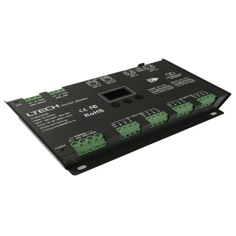 LT-912-O светодиодный DMX512 Декодер контроллер; DC12-24V вход; 4A* 12CH 12 канальный выход RGB/RGBW светодиодный контроллер полосы XLR-3/RJ45