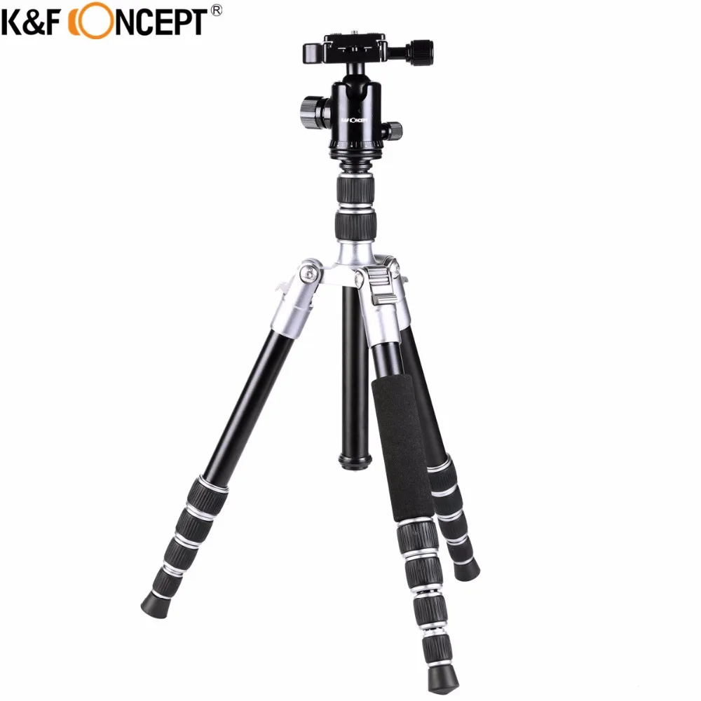 

K&F CONCEPT Lightweight Portable Travel Camera Tripod Ball Head+2-Section Center Column 57.09inch Height For DSLR Camera TM2235