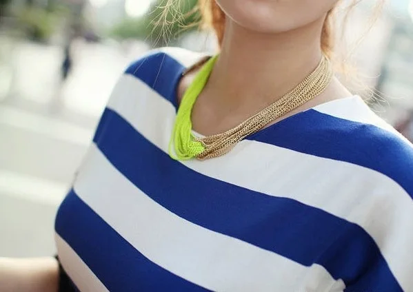 

fashion several layes neon rose red blue green yellow red chain Necklace