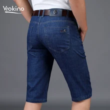 Новые летние Стиль большой Размеры Для мужчин's джинсовые шорты мужские, Бизнес Повседневное Стрейчевые тонкие брендовая одежда 38 40