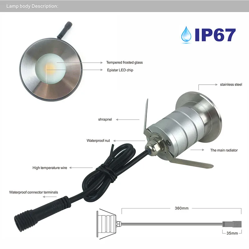 3W 12v 24v Led подземный свет Открытый водонепроницаемый IP67 ландшафтное освещение Embeded Paver лампа с чипом Cree CE список