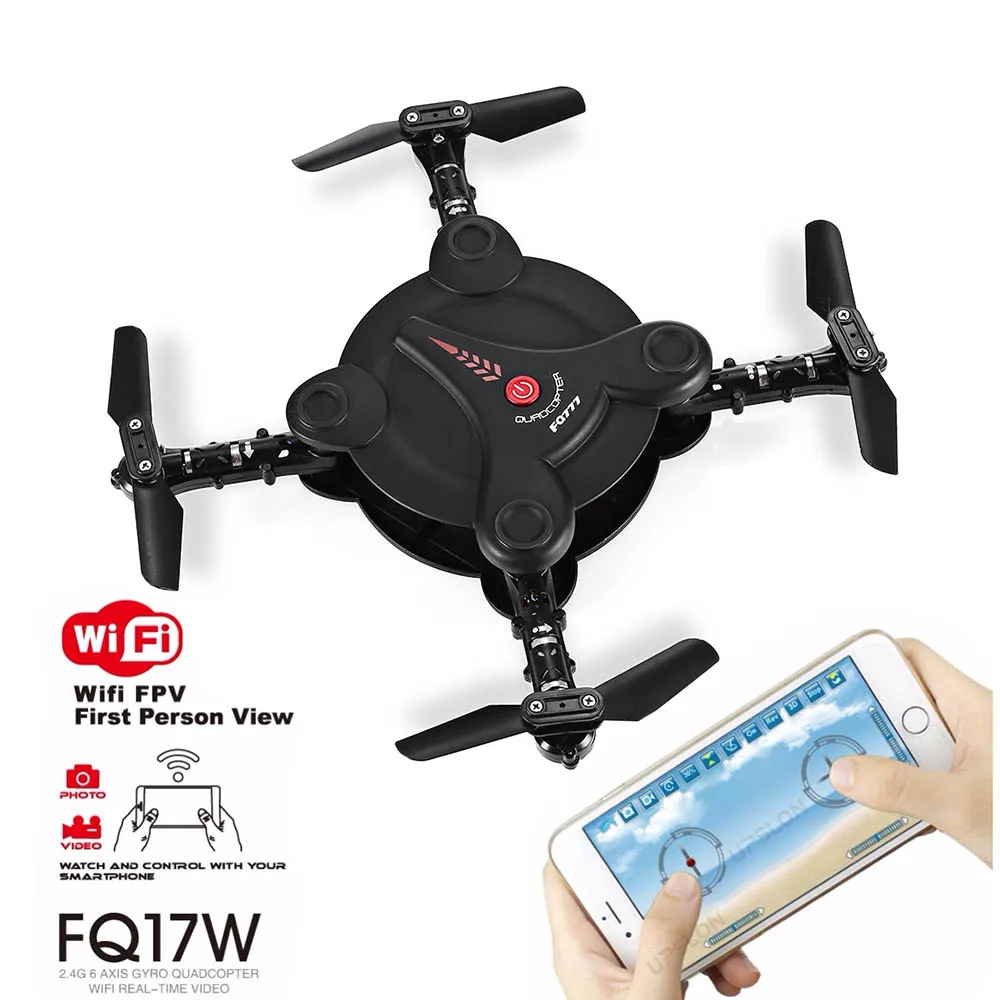 

Upslon FQ17W Foldable Pocket Drone Quadcopter Dron RTF Wifi FPV Camera 0.3MP 2.4G RC Foldable Helicopter Remote Control Dron