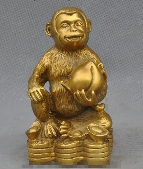 6" Lucky Chinese Feng shui brass yuanbao Money Coin Zodiac Animal