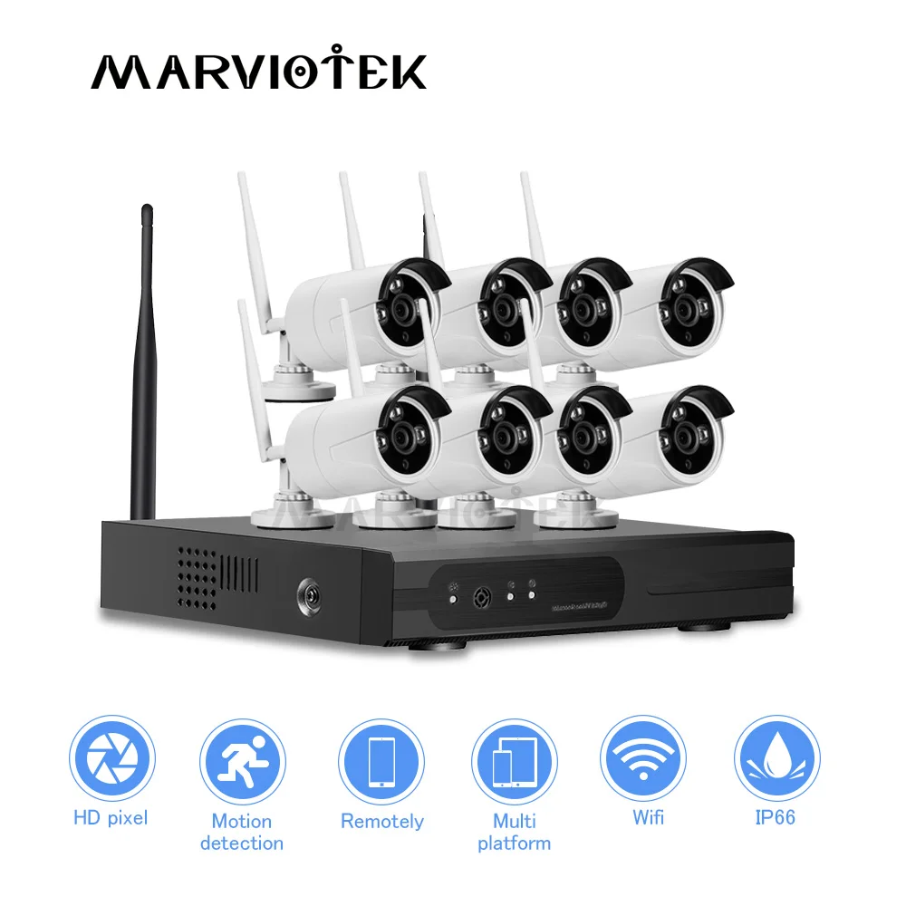 Беспроводная система камер домашней безопасности 8CH IP камера Wifi NVR комплект