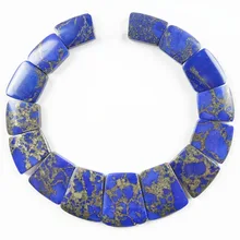 

Free Shipping 15pcs/Set Beautiful Large Ladder Shaped Lapis Lazuli & Pyrite Pendant Graduated Beads Set