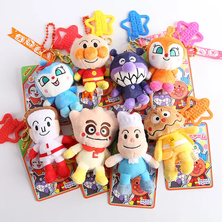 

Cartoon Anime Anpanman Bread Superman & Bacteria Baikinman Plush Keychain Cute Small Pendant Decoration For Girl Child Gift 9cm