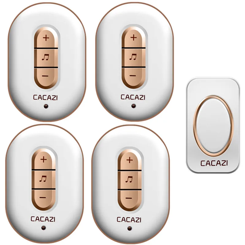 

CACAZI Wireless Doorbell Waterproof Smart LED Home Calling Bell Receiver US EU Plug Battery Button 280M Remote 48 Songs 6 Volume