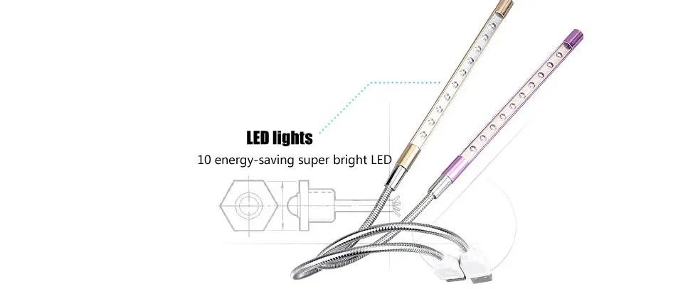 Металлический материал USB светодиодный светильник 10 светодиодный s Гибкие Огни различные цвета для ноутбука ПК компьютера для банка питания
