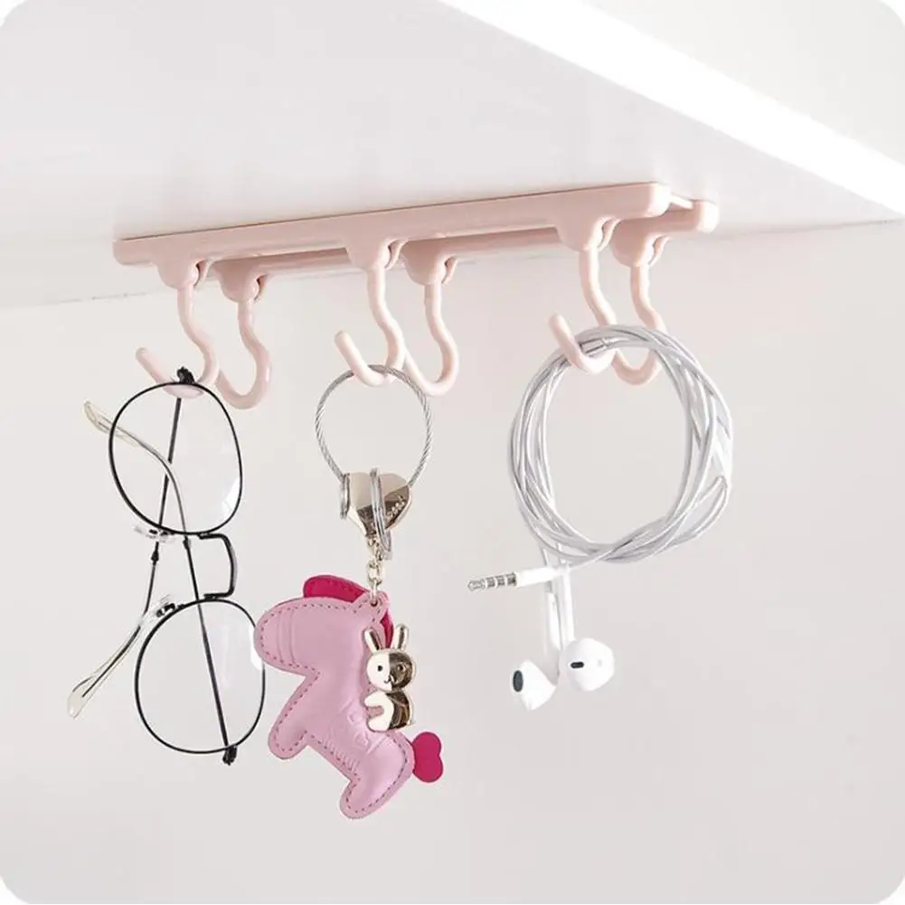 

Kitchen Cabinet Bottom Strong Seamless Hook Hook Ceiling Cabinet Storage Rack Multi-purpose Ceiling Glue 6 Hooks