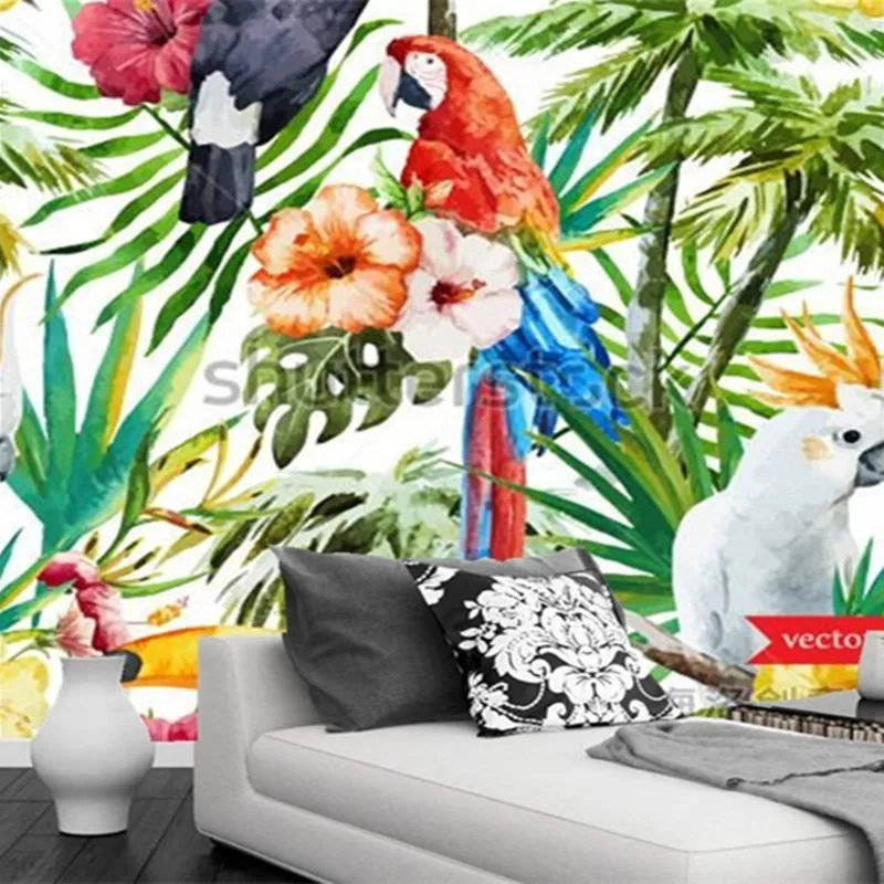 

Custom 3d murals,The jungle toucans watercolor painting papel de parede,hotel bar living room sofa TV wall bedroom wallpaper