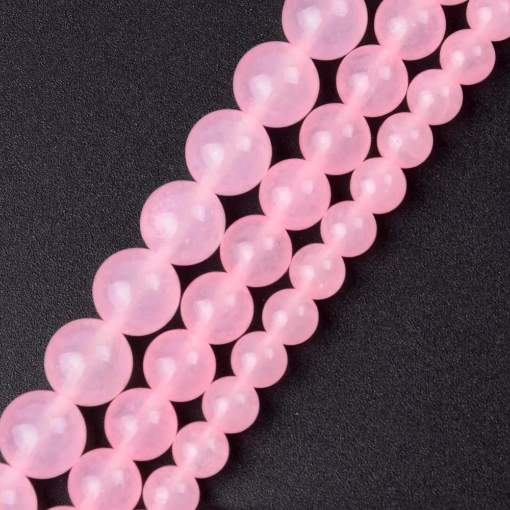 Wholesale Natural Round Pink Jades Loose Beads For Making Bracelet