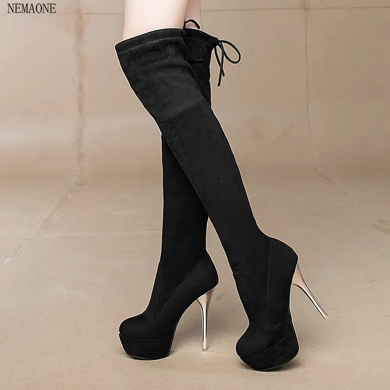 

NEMAONE New winter fashion sexy thin high-heeled women's slim woman thigh boots over the knee boots large