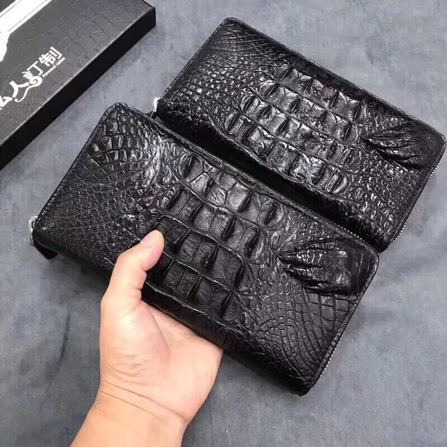 PURPLE GENUINE ALLIGATOR CROCODILE LEATHER CASE CARD HOLDER MINI WALLET  CARD MEN