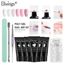 Ellwings 10 шт. прозрачный розовый лак для ногтей поли гель лак набор лак Быстрый строитель поли гель для наращивания ногтей камуфляж УФ светодиодный Твердый лак