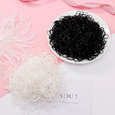 500 Black 500 White 200/1000 шт милые цветные кольца для девочек, Одноразовые эластичные резинки для волос, резинка для хвоста, резинки для волос, Детские аксессуары для волос - Цвет: 500 Black 500 White