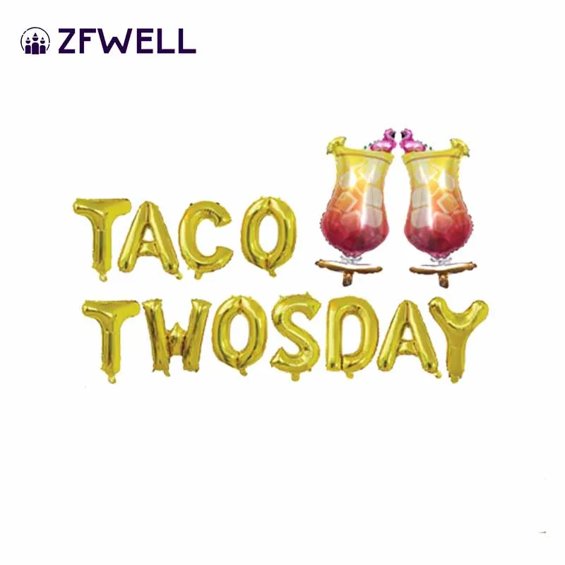 ZFWELL 13 шт./лот Золотой Серебряный кактус Кубок буквы &quotTACO TWOSDAY&quot алюминиевый