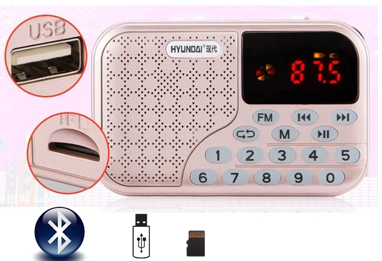 

Rechargeable Bluetooth Wireless SpeakerFM Radio Receiver Portable Mini Radio Support USB TF Card with Earphone Jack Music Player