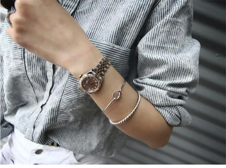 Горячая 925 пробы серебряные ювелирные изделия простой в форме сердца Узелок Тонкий открытый женский высококачественный популярный индивидуальный браслет
