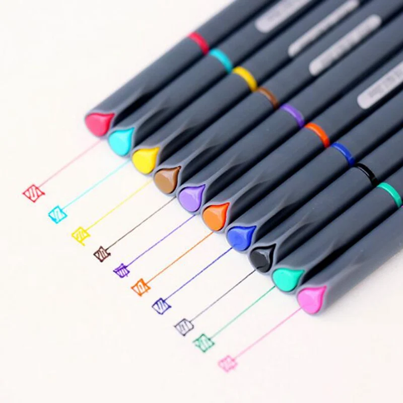 

2018 New 10Pcs/Lot Fine Line Drawing Gel Pen 0.38mm Colour Ink Pen for Boy Girl Child School Office Supplie MUJI Style