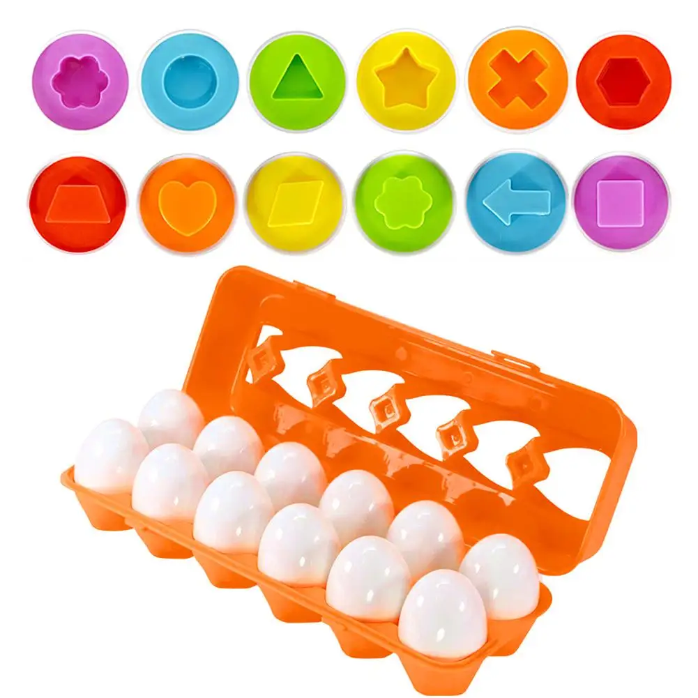

12 Egg Set Color Shape Matching Preschool Toys Color Recognition Skills Learning Toy Pairing Smart Eggs Clever Egg Exercise
