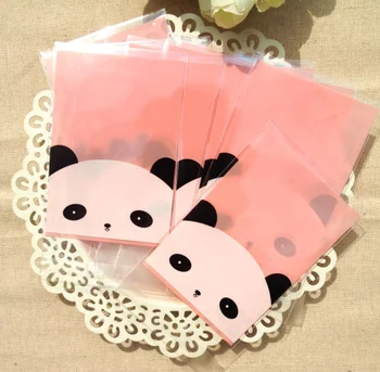 

800 Pink Panda Cellophane Cookie Bag,Plastic Clear Self Adhesive Seal,Bakery Gift Christmas Bags