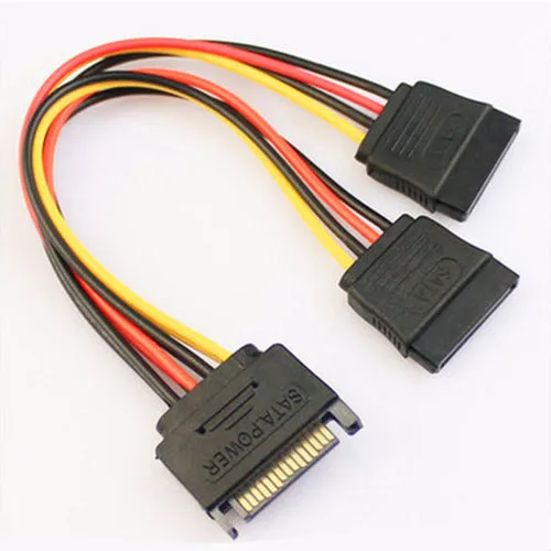 

Free shipping20cm SATA 15-Pin Male to 2 x 15P Female Y Splitter Adapter Power Cable cord Free shippingnew