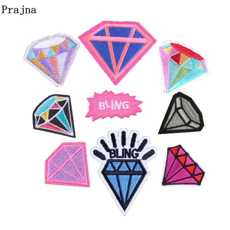 

Prajna Diamond Patches Bling Colorful Iron-on Patch Embroidery Accessories Sew On Badge Lace Stripes On Patches For Clothing Bag