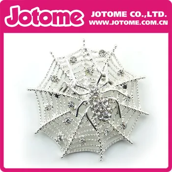 

100pcs silver tone Halloween rhinestone spider web brooch pin jewelry DIY making