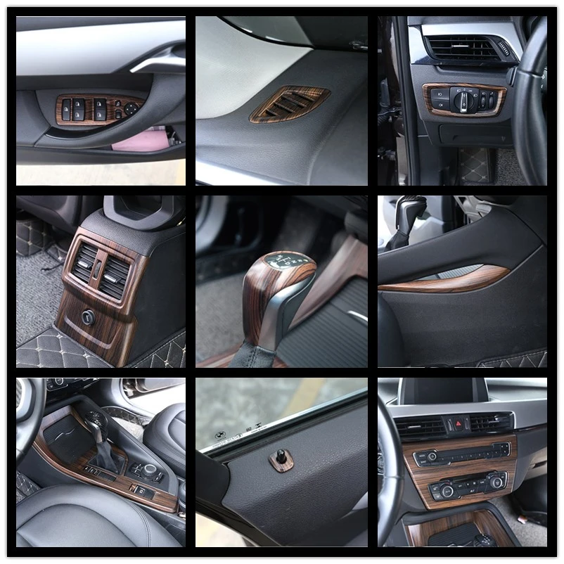 

Luxury Wood Grain ABS Chrome Trims Interior Cover Trim Frame Decoration Car Styling For BMW X1 F48 2016 2017 2018
