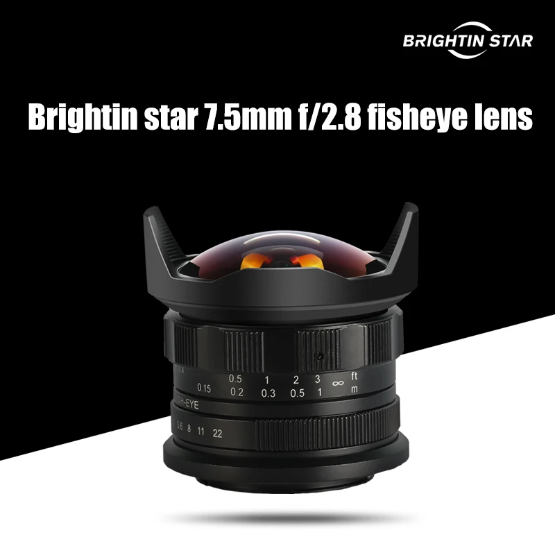 Сверхширокоугольный объектив brighin star 7 5 мм F2.8 беззеркальная линза рыбий глаз для