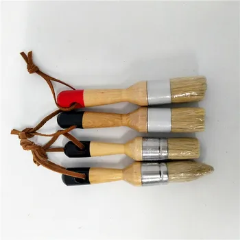 

DIY 4PC Wooden Handle Chalk Paint Hand tool set Pointed Brush Bristle Chalk Oil Paint Painting Wax Brush Artist Art Supplies