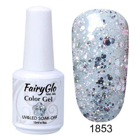 FairyGlo 15 мл Гель-лак замачиваемый чистый цвет ногтей Гель-лак Vernis Полупостоянный УФ-гель для ногтей маникюрный лак - Цвет: G1853