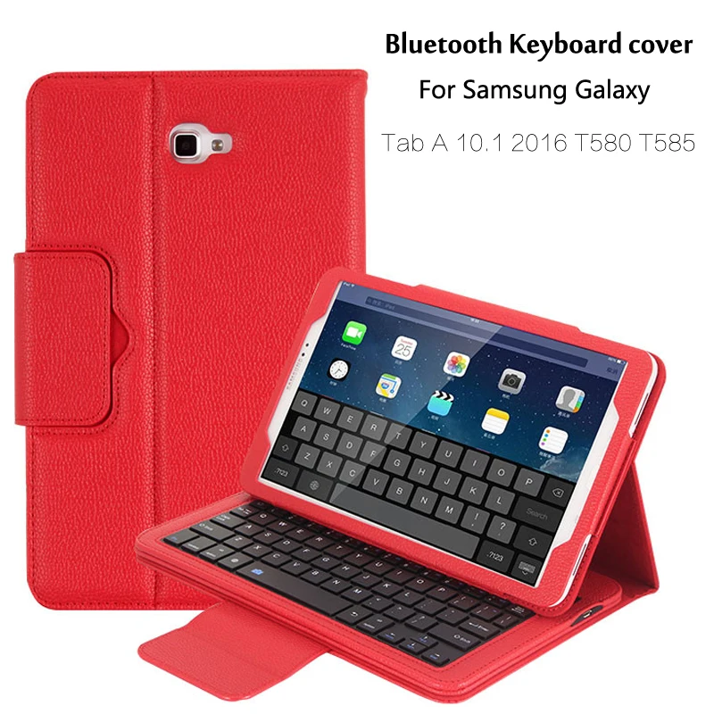 For Samsung Galaxy Tab A 10.1 2016 T580 T585 T580N T585N Bluetooth Keyboard Portfolio Folio PU Leather Case Cover + Pen + Film