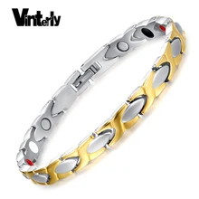 Vinterly браслет из чистого титана для женщин золотого цвета браслет цепочка энергия здоровья из магнетита Германия браслеты и браслеты ювелирные изделия