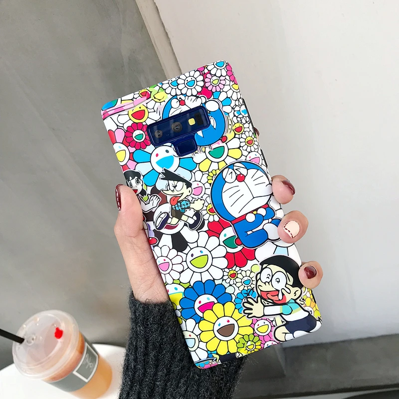 

NUOCDE Sun Flower Doraemon Phone Case For Samsung Galaxy S9 S8 Plus Note 9 Note 8 Case Cartoon Matte Soft Silicone Back Cover